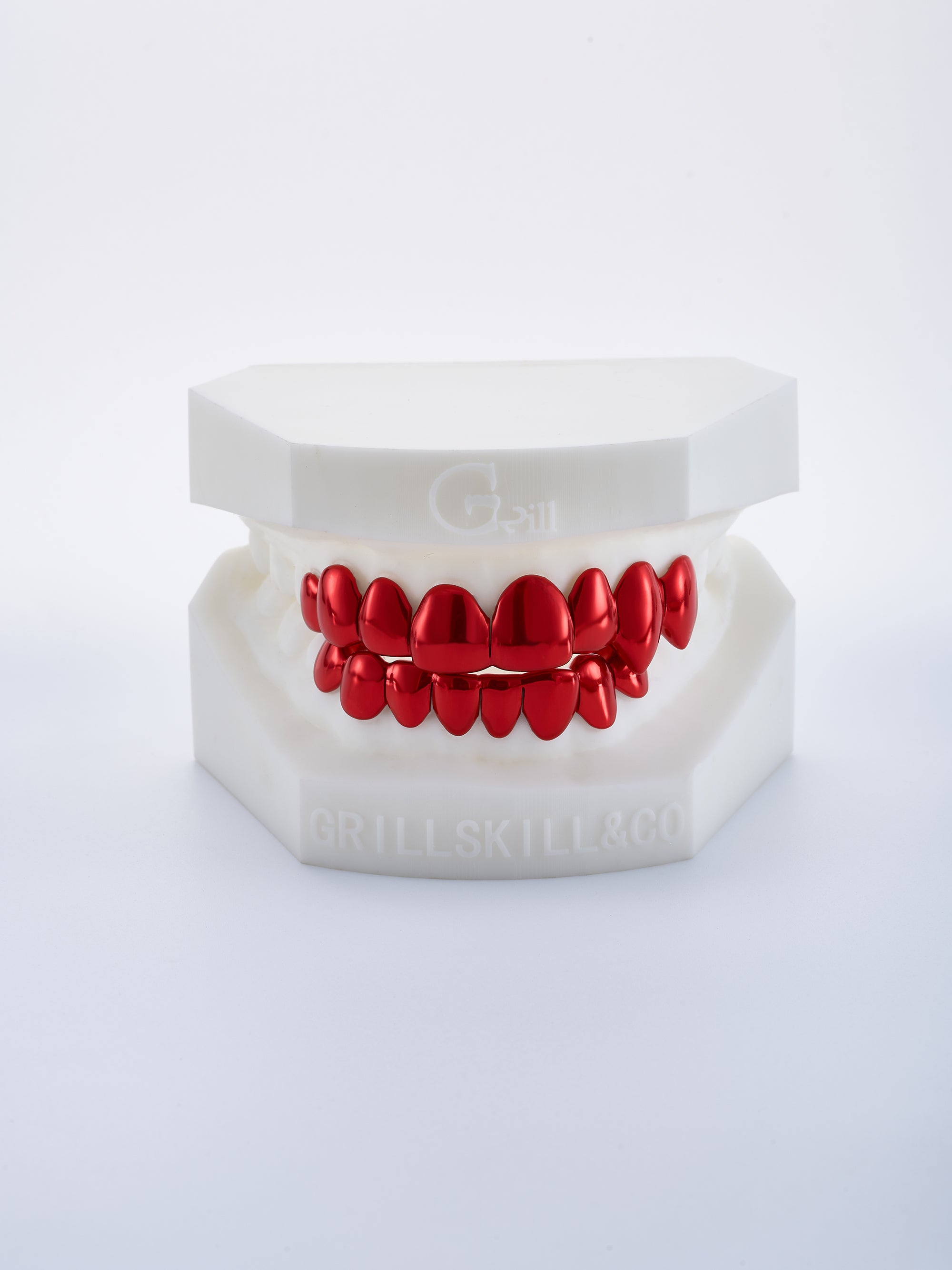 8 on 8 silver scarlet red full grillz (custom-fit)