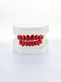 8 on 8 silver deep red polished grillz (custom-fit)
