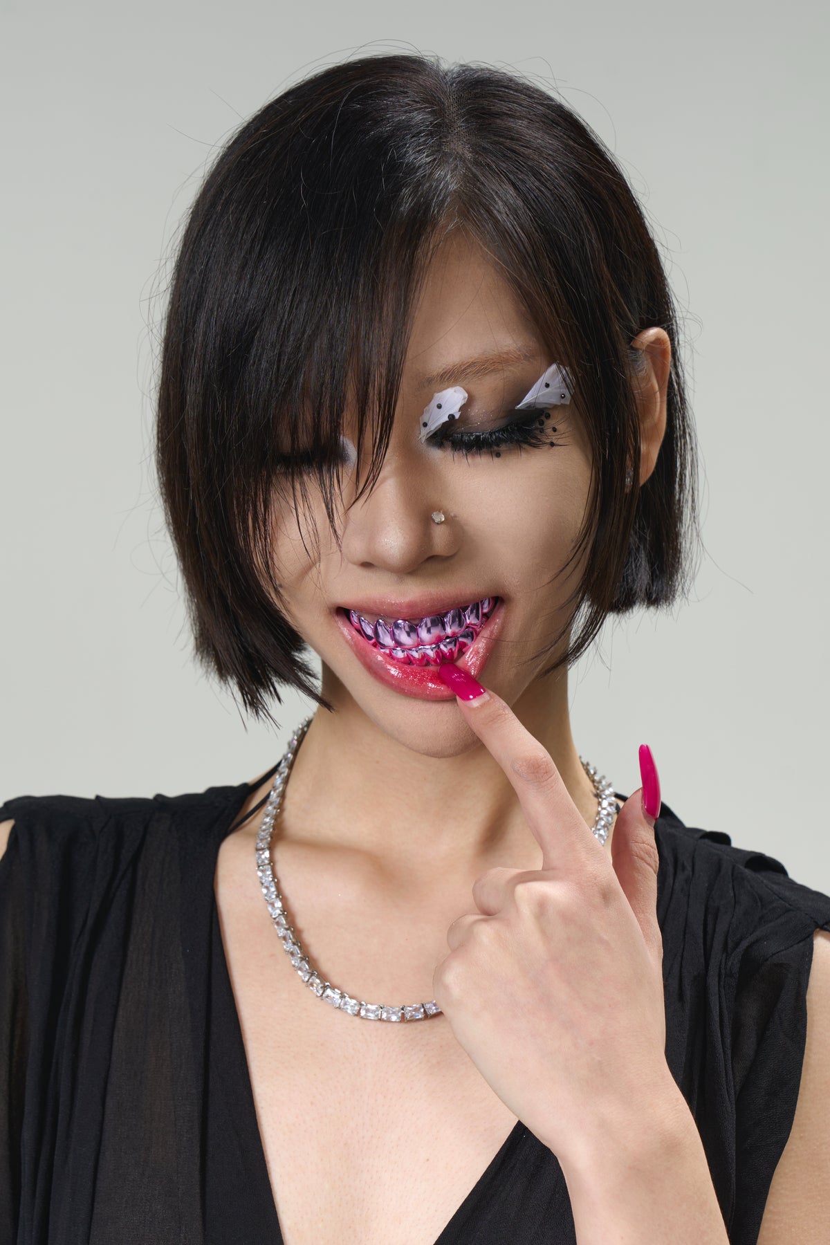 8 on 8 silver pink polished full grillz (custom-fit)